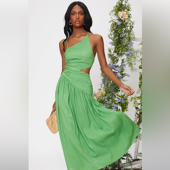 SHEIN Dresses & Skirts - Criss Cross Lace Up Backless Cut Out Ruched Ruffle Hem Dress